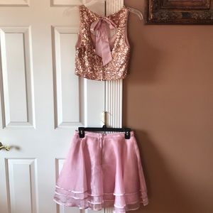 2 piece formal. Top is a rose gold halter